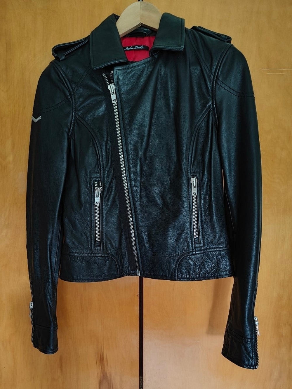 Superdry Black Leather Asymmetrical Moto Jacket, Runs Small (True XS)